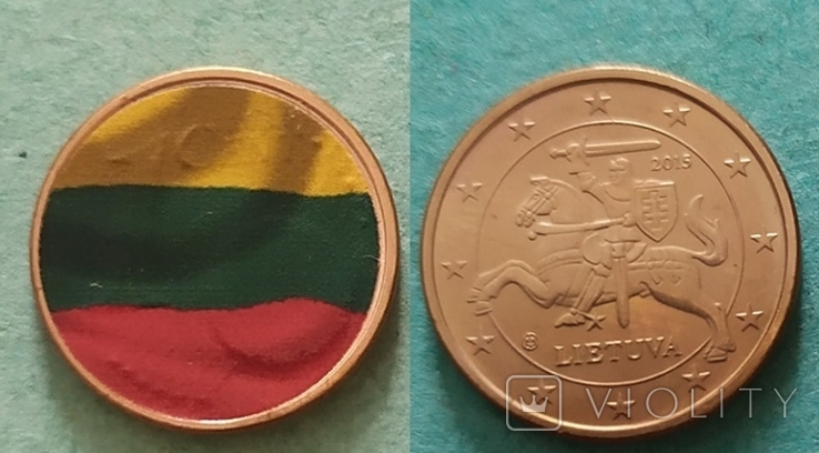 Lithuania Литва - 1 Cent 2015 - a - flag