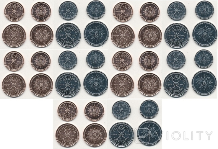 Oman Oman - 5 sztuk x zestaw 4 monety 5 + 10 + 25 + 50 Baisa 2015 / 2016, numer zdjęcia 2