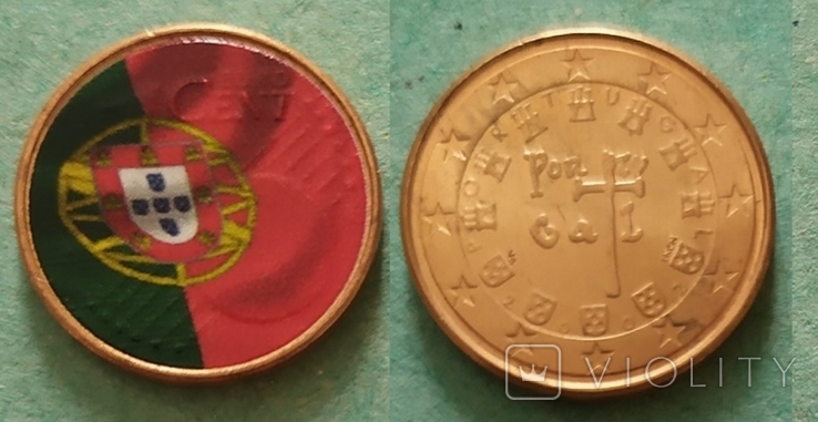 Portugal Португалия - 1 Cent 2002 - a - flag