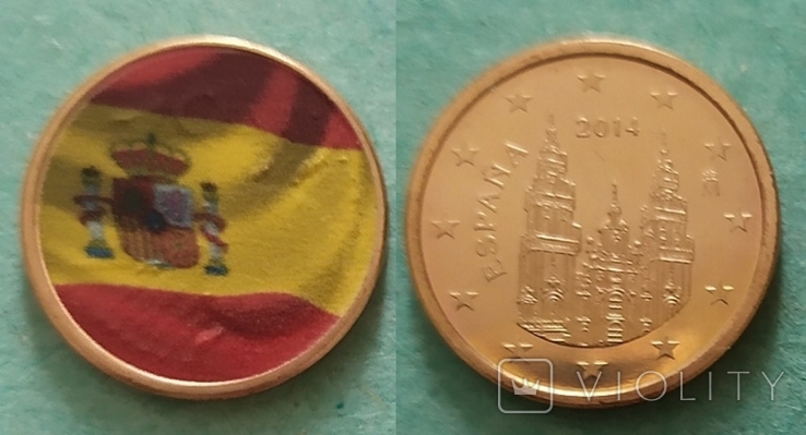 Spain Испания - 1 Cent 2014 - a - flag