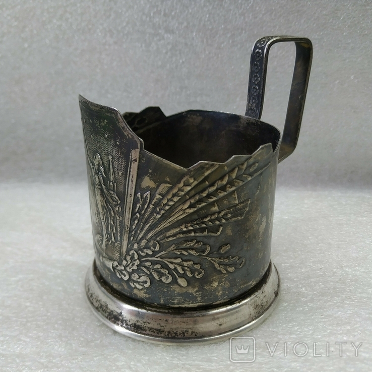 Cup holder. USSR. Companion Woman Ears of Corn Oak branches. Globe., photo number 2