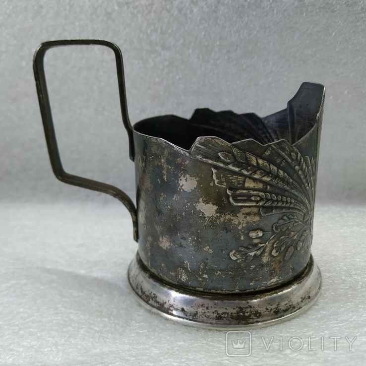 Cup holder. USSR. Companion Woman Ears of Corn Oak branches. Globe., photo number 6