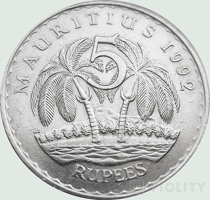 153.Mauritius 5 rupees, 1992, photo number 2