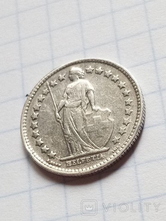 1/2 франка 1921 рік Швейцарія срібло, фото №4