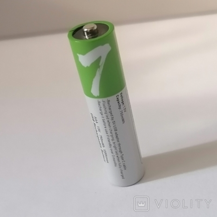 Литиевый аккумулятор, перезаряжаемая батарейка ААА 1.5 V, 750 mWh, USB, Type-c, фото №2