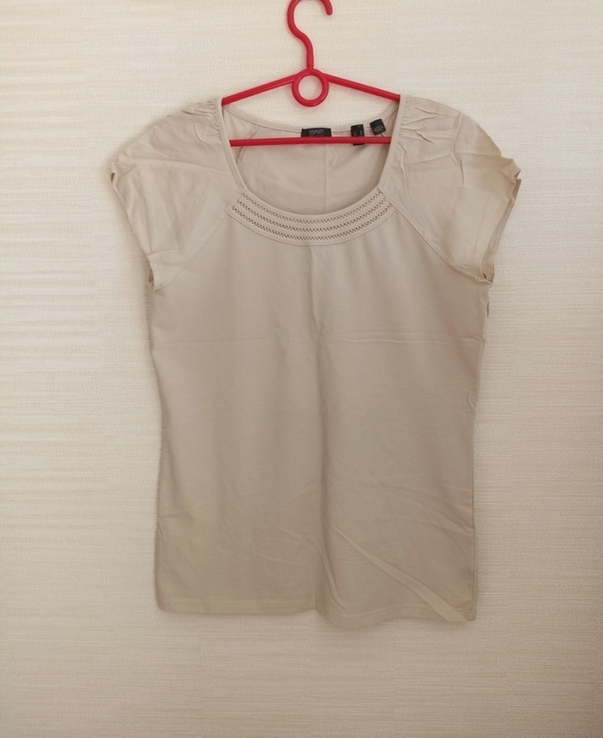 Esprit Красивая женская футболка бежевая вискоза 48, photo number 9
