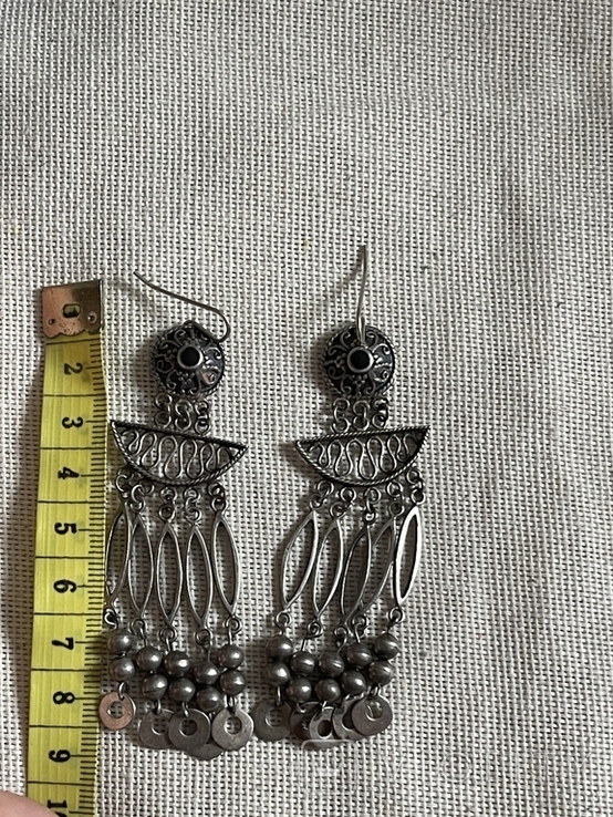 Vintage Large Silver Earrings, photo number 3