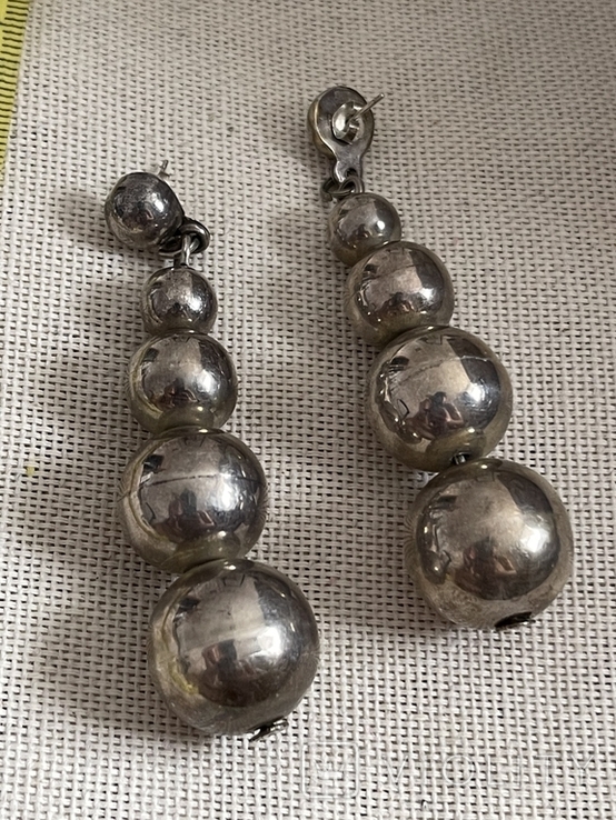 Vintage Large Silver Earrings, photo number 3
