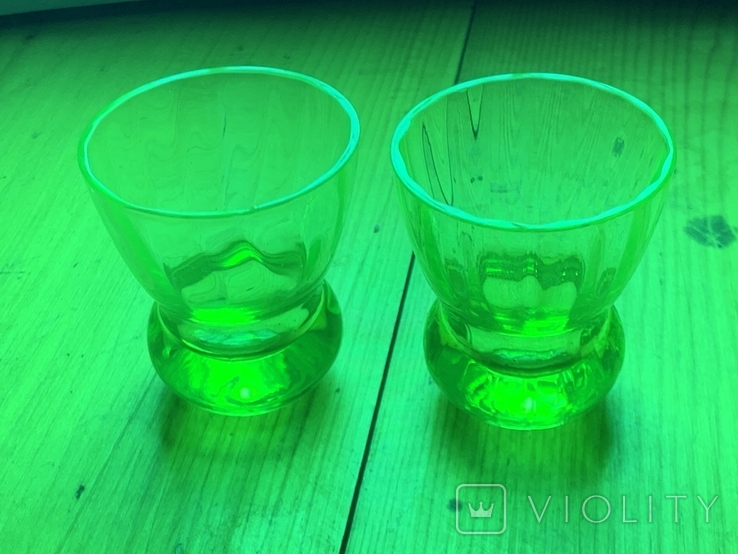 Stacks uranium glass 2 pcs. inner cut Germany, photo number 3