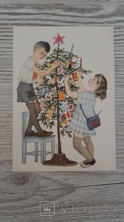 Postcard at the Christmas tree, artist "V. Lebedev", photo number 2