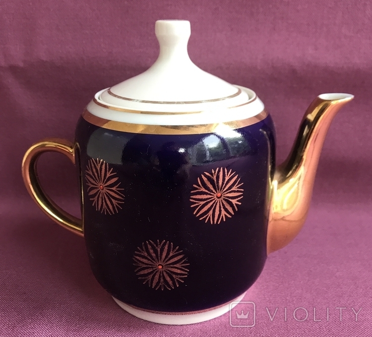 Kettle Golden Snowflake. Porcelain, cobalt, gilding. Dovbysh. 1970s. Porcelain., photo number 3