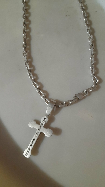 Срібний ланцюжок з хрестиком, 925 проба, фото №3