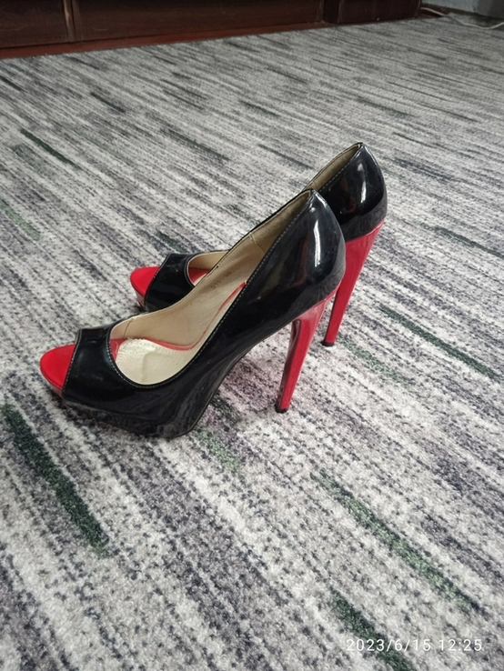 Туфлі чорні з червоним 38 розмір, фото №5