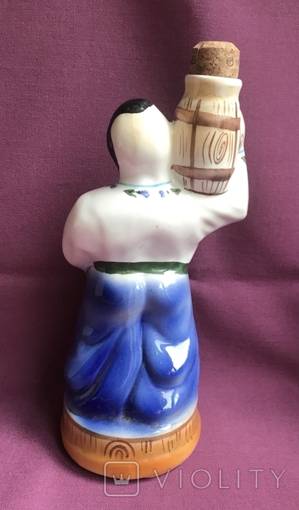 Пляшка - статуетка Козак з діжкою. Порцеляна / фарфор., фото №5