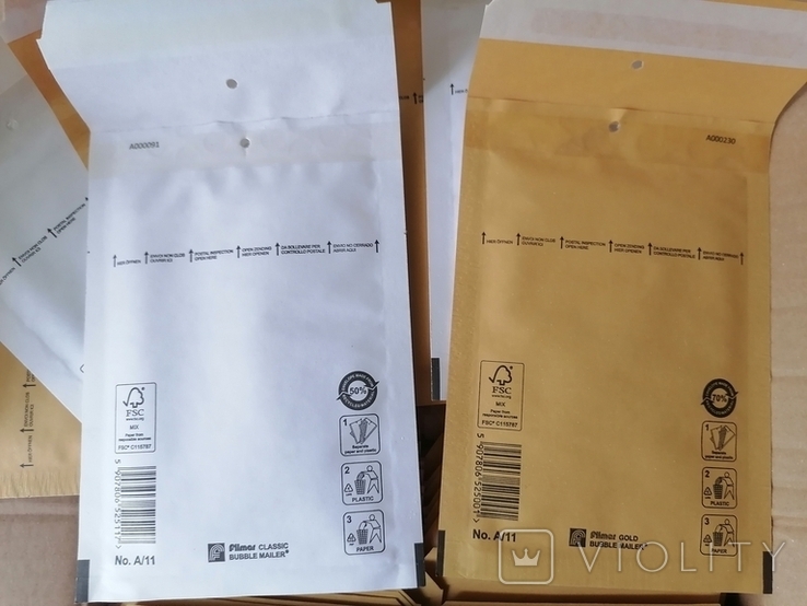 Бандерольные конверты А11 100х160 мм., 50 шт. Польша, белые, коричневые, фото №3