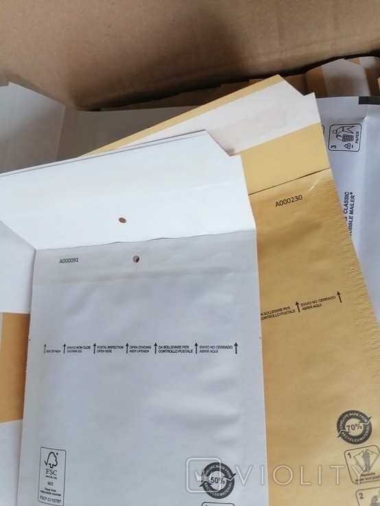 Бандерольные конверты А11 100х160 мм., 50 шт. Польша, белые, коричневые, фото №6