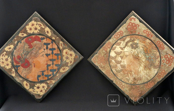 Pair of antique panels, France, marquetry, late XIX century, photo number 2