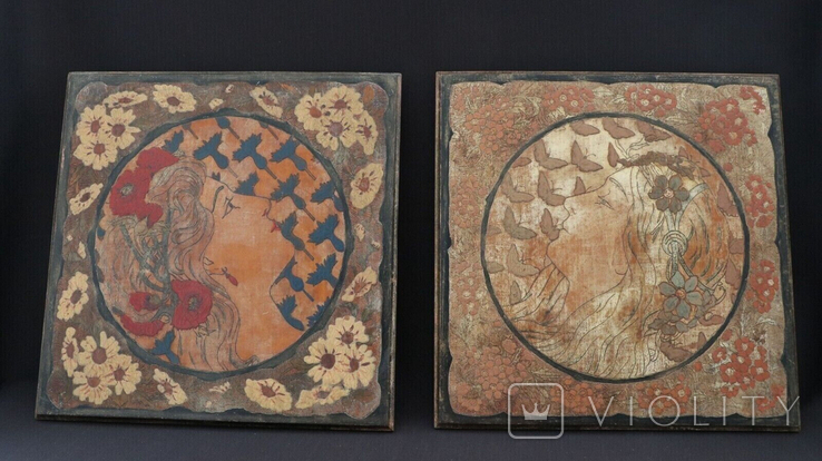 Pair of antique panels, France, marquetry, late XIX century, photo number 5