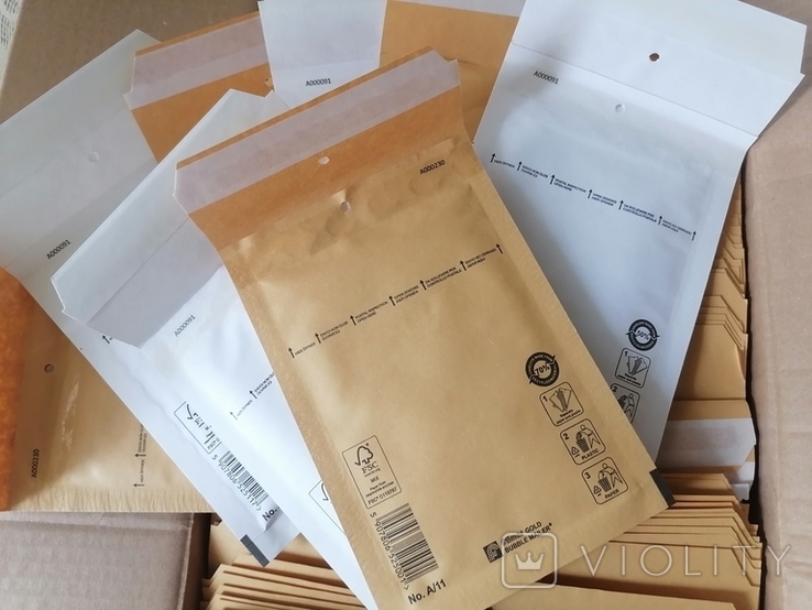 Бандерольные конверты А11 100х160 мм., 200 шт. Польша, белые, коричневые, фото №2