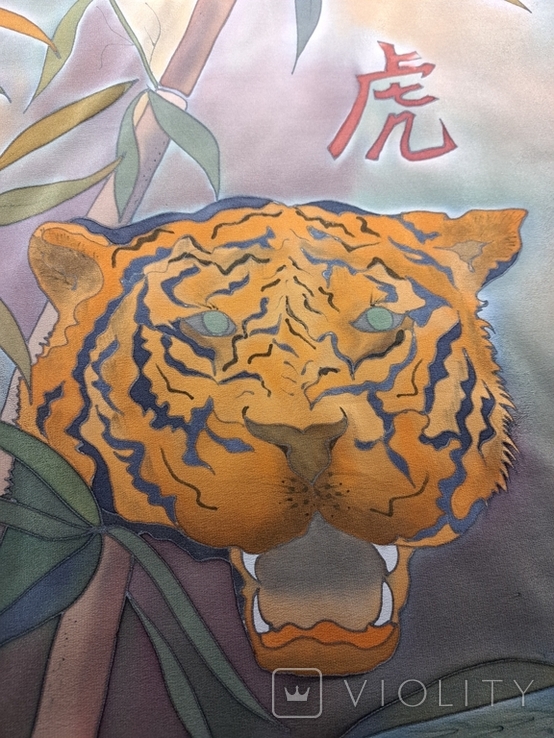 Джунгли тигр, панно картина заготовка, шёлк, фото №4