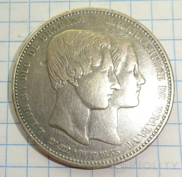 5 франков 1853г (свадьба), Бельгия., фото №5