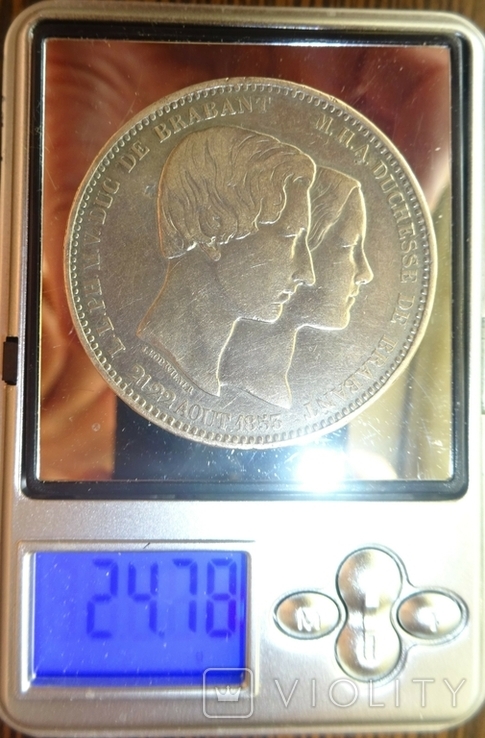 5 франков 1853г (свадьба), Бельгия., фото №6