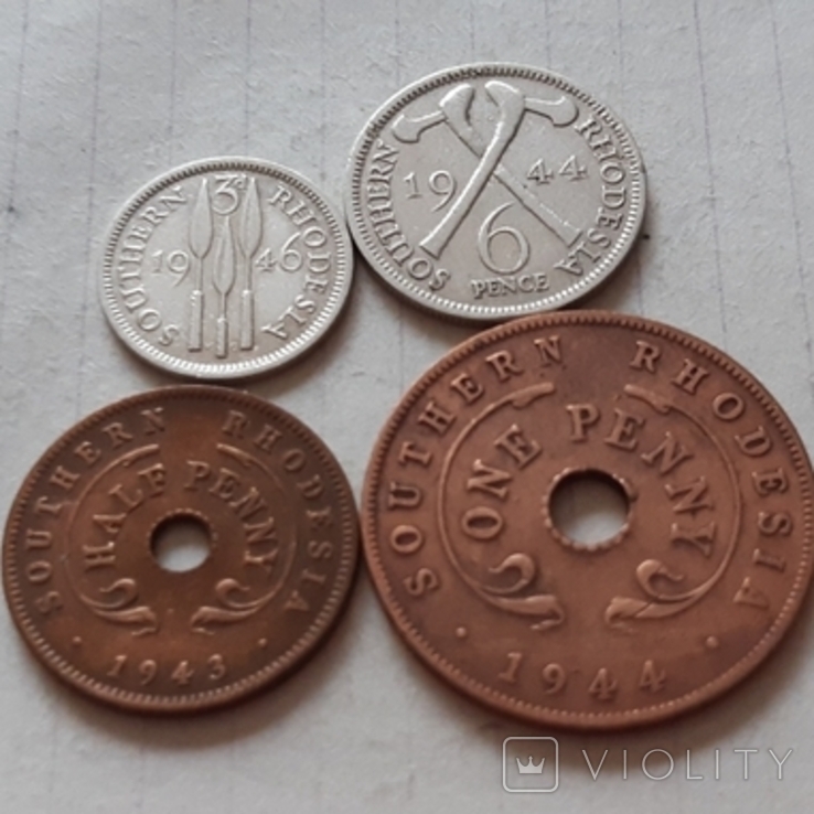 Південна Родезія, 4 монети, 1943-1946 рік, бронза, фото №2