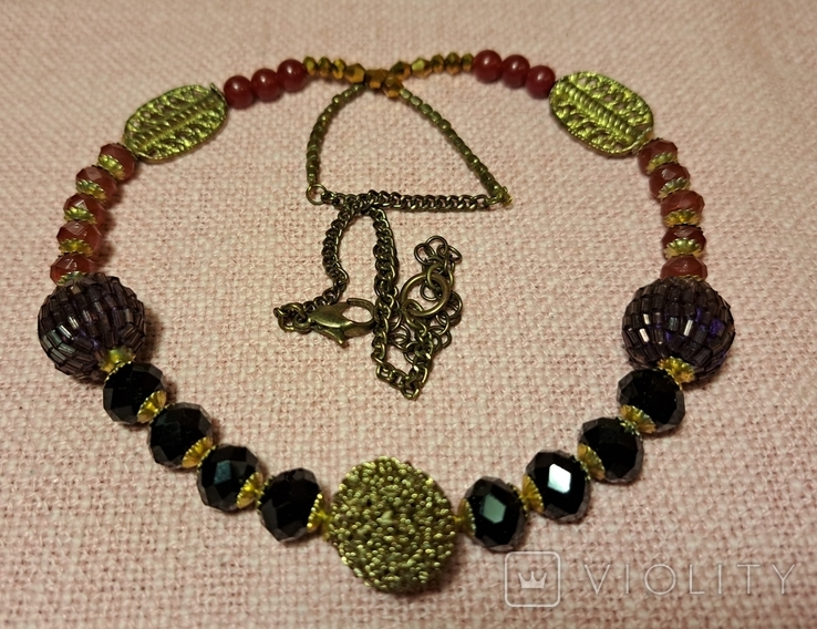 Винтаж восточные бусы ожерелье, гранёные бусины, фото №2