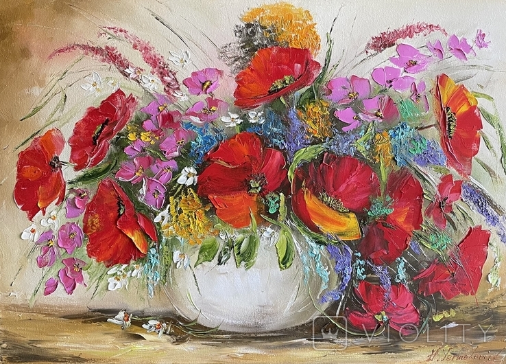 Картина Букет полевых цветов масло живопись, фото №2