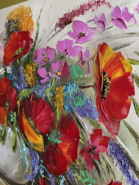 Картина Букет полевых цветов масло живопись, фото №5