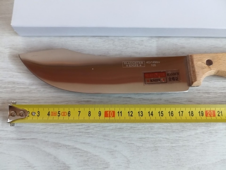 Нож кухонный Кривой деревянная ручка 30см, фото №4