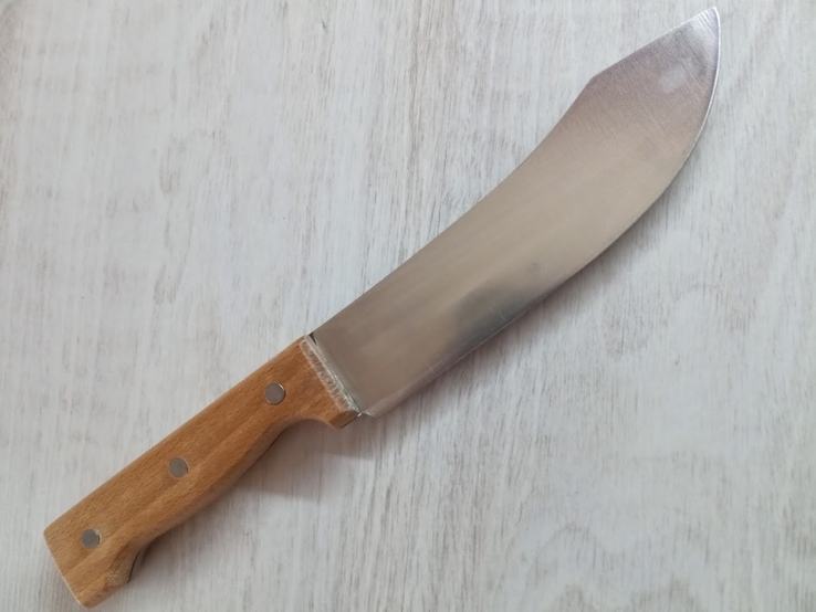 Нож кухонный Кривой деревянная ручка 30см, фото №7