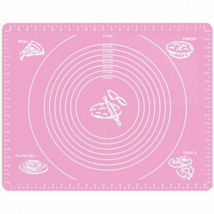 Силиконовый антипригарный коврик для выпечки и раскатки теста 40x30 Розовый