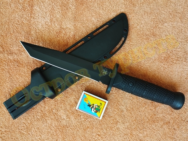 Тактический Охотничий нож 2178A Black Tanto с пластиковым чехлом 30 см, numer zdjęcia 3