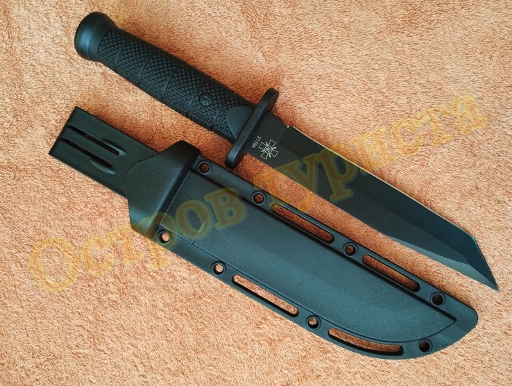 Тактический Охотничий нож 2178A Black Tanto с пластиковым чехлом 30 см, фото №6