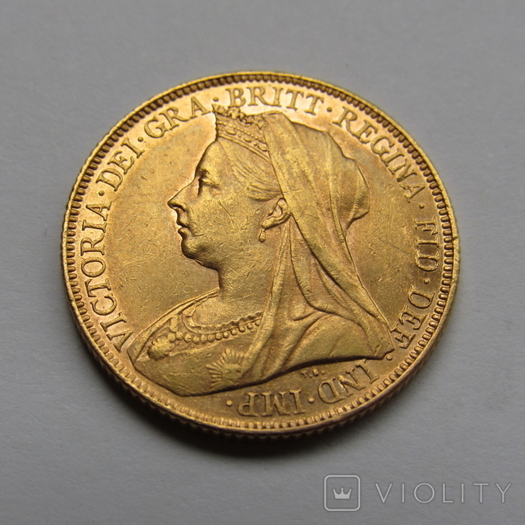 1 фунт (соверен) 1899 г. Великобритания, фото №4