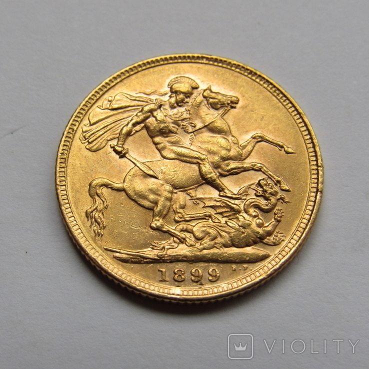 1 фунт (соверен) 1899 г. Великобритания, фото №5
