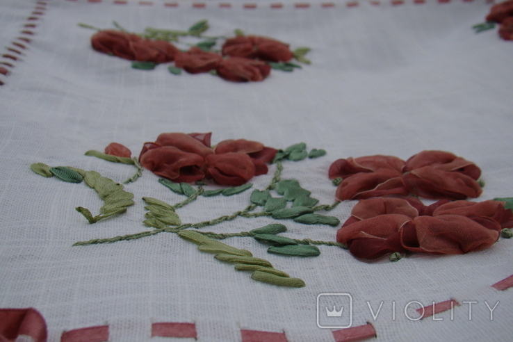 Tablecloth, napkin, decorative embroidery with ribbons 74 x 74 cm, photo number 4