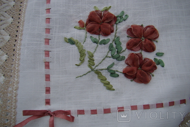 Tablecloth, napkin, decorative embroidery with ribbons 74 x 74 cm, photo number 5