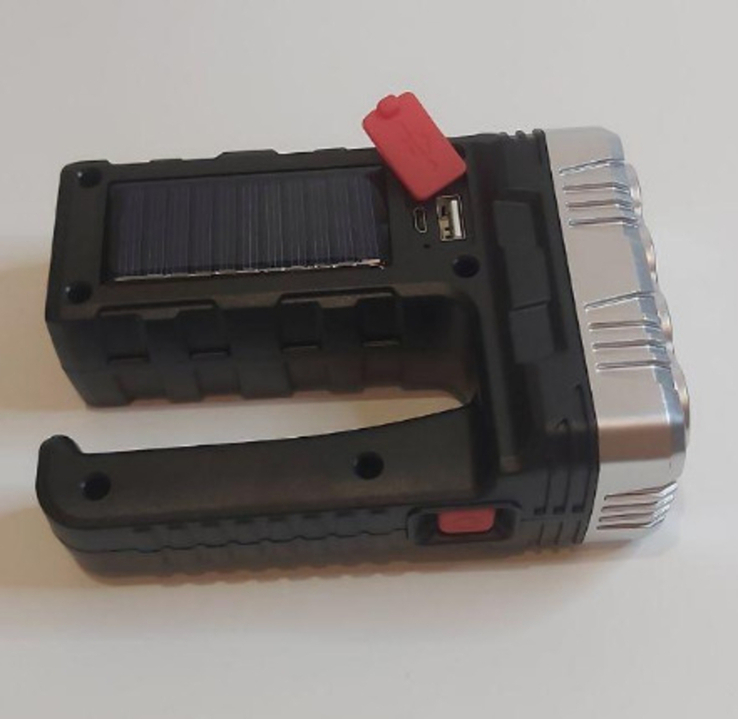 Світлодіодний ручний акумуляторний ліхтар із повербанком і сонячною панеллю, фото №5