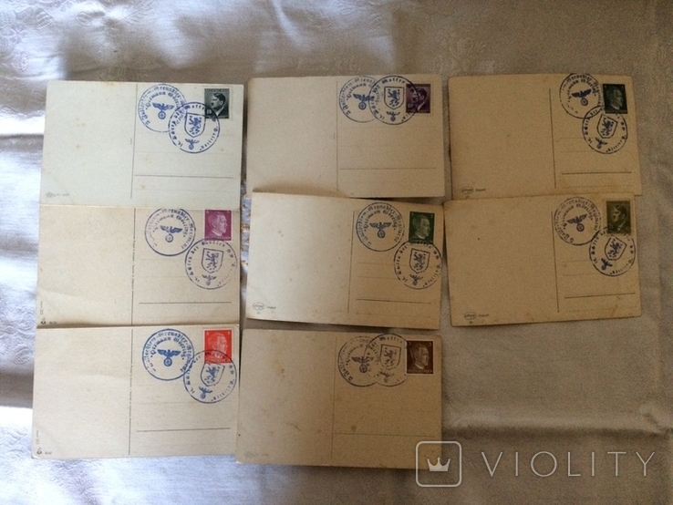 13.25. 8 postcards with stamps of the war period and modern stamps III Reich, photo number 4