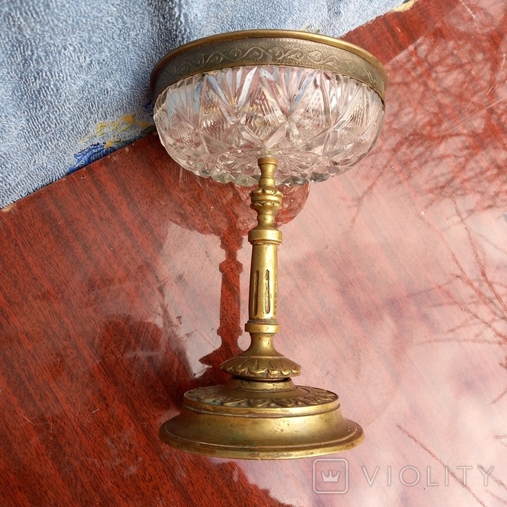 Ваза хрустальная, в бронзовом обрамлении, 19 век, фото №5