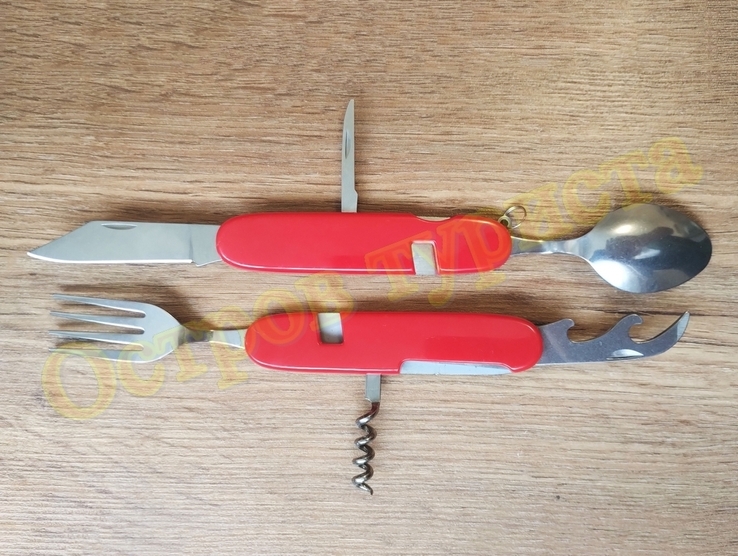 Мультитул нож ложка вилка штопор открывалка шило 18.5 см, numer zdjęcia 5
