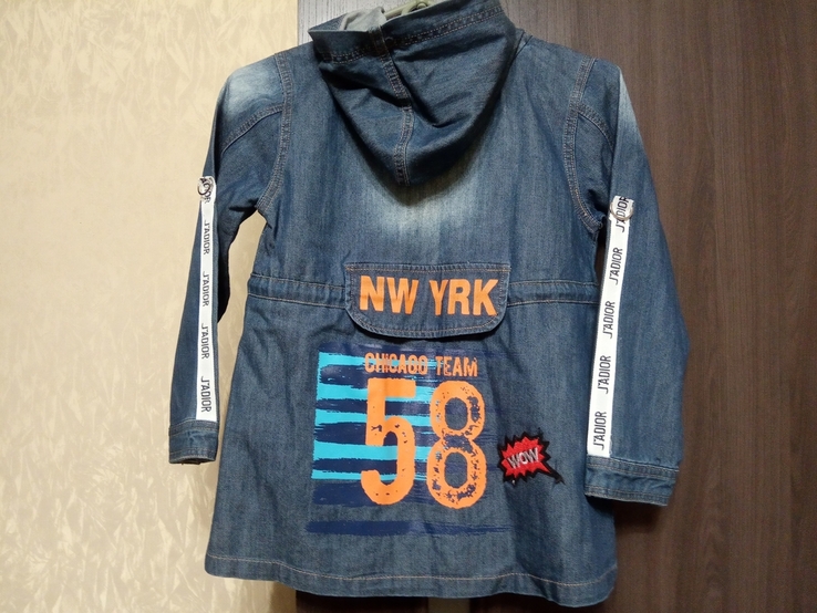 Джинсовка курточка на девочку 9-10 лет, рост 140 см, б/у, фото №3