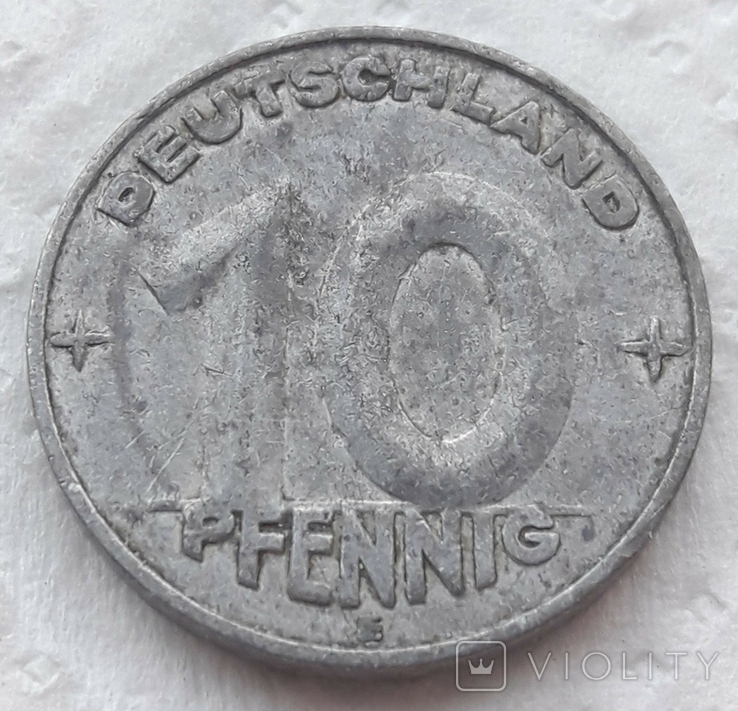 Німеччина, Східна Німеччина, 10 пфенігів, 1952, фото №2