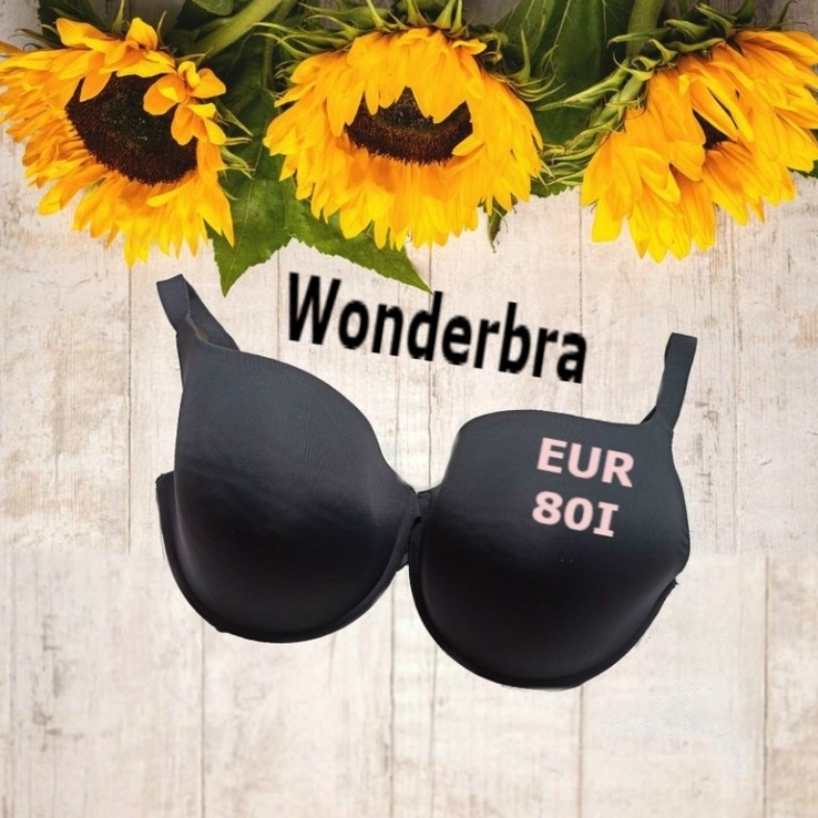 Wonderbra 80 I Красивый бюстгальтер поролон косточка большая чашка пуш-ап черный, фото №2