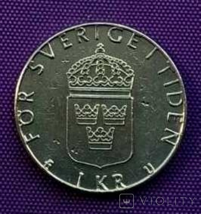 1 крона 1977 Швеция, фото №3