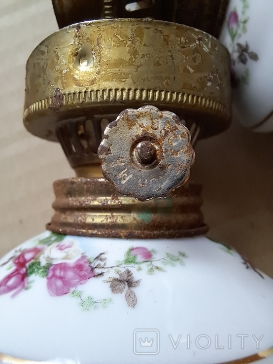 Фарфор Ваза Основа старой керосиновой лампы с горелкой китайский фарфор, парная 2 шт, фото №7