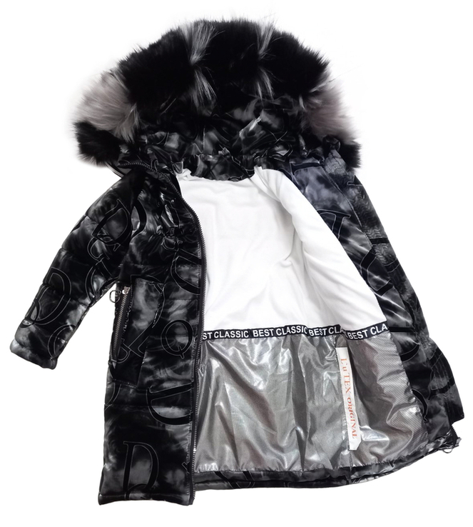 Зимове супер довге пальто Bahiriya зі світловідбивачами чорне 134 ріст 1066c134, фото №3