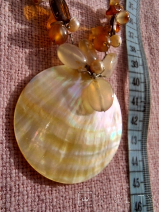 Ожерелье кулон подвеска камень жемчуг перламутр 27 гр, фото №6